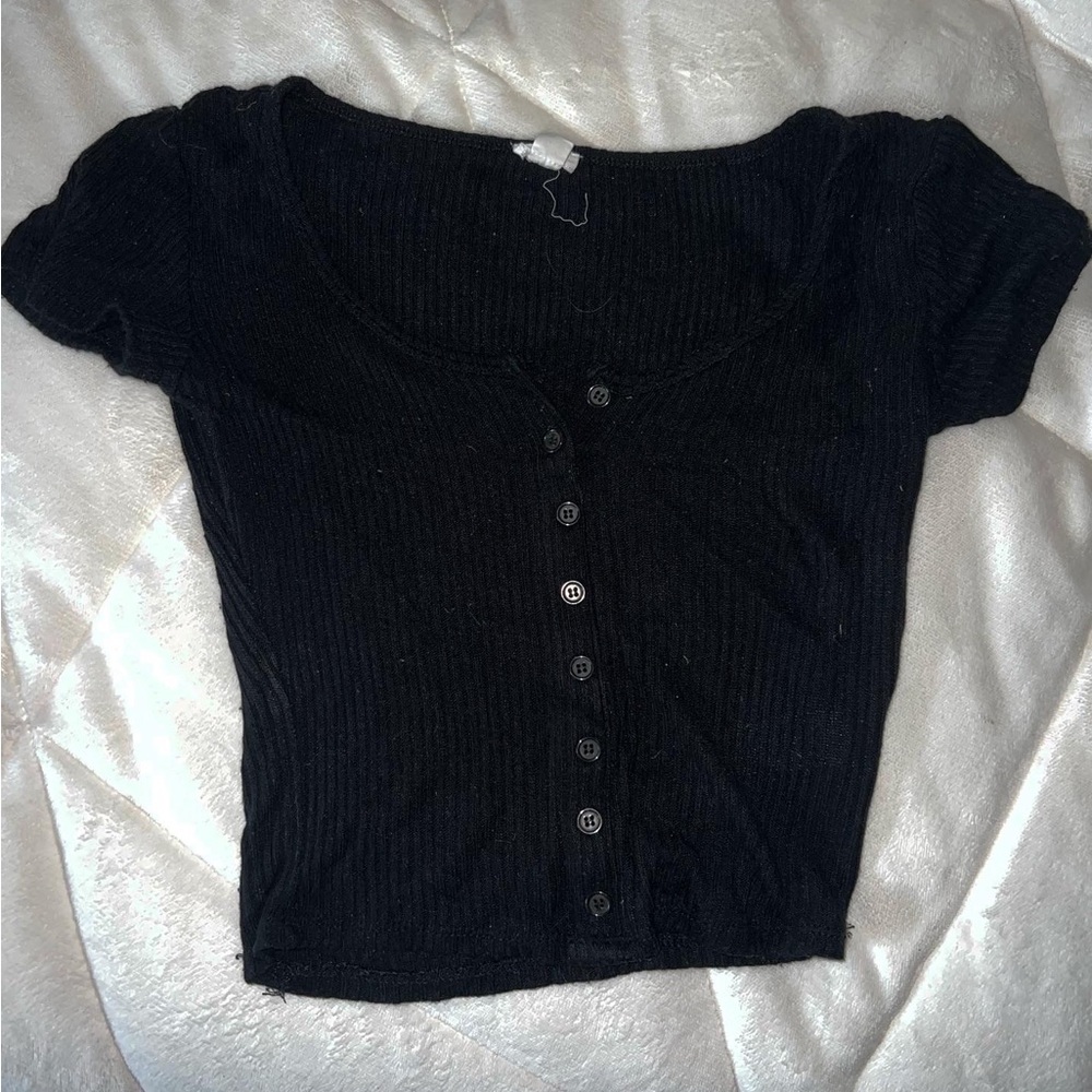 Black garage crop top